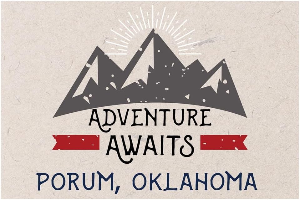 Porum Oklahoma Souvenir 2x3 Inch Fridge Magnet Adventure Awaits Design