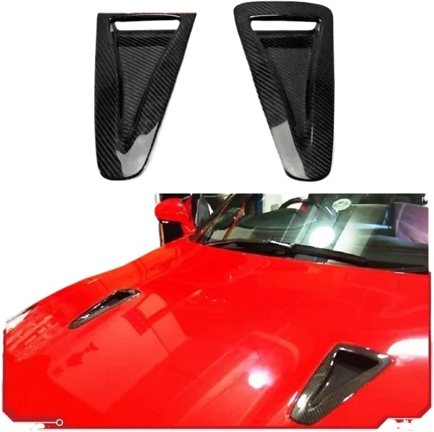 Compatible with GTR Carbon Fiber Hood Vent R35 Glossy Fibre Air Duct Scoop Intake Cover Racing Auto Body Kit Trim Engine Car Accessories