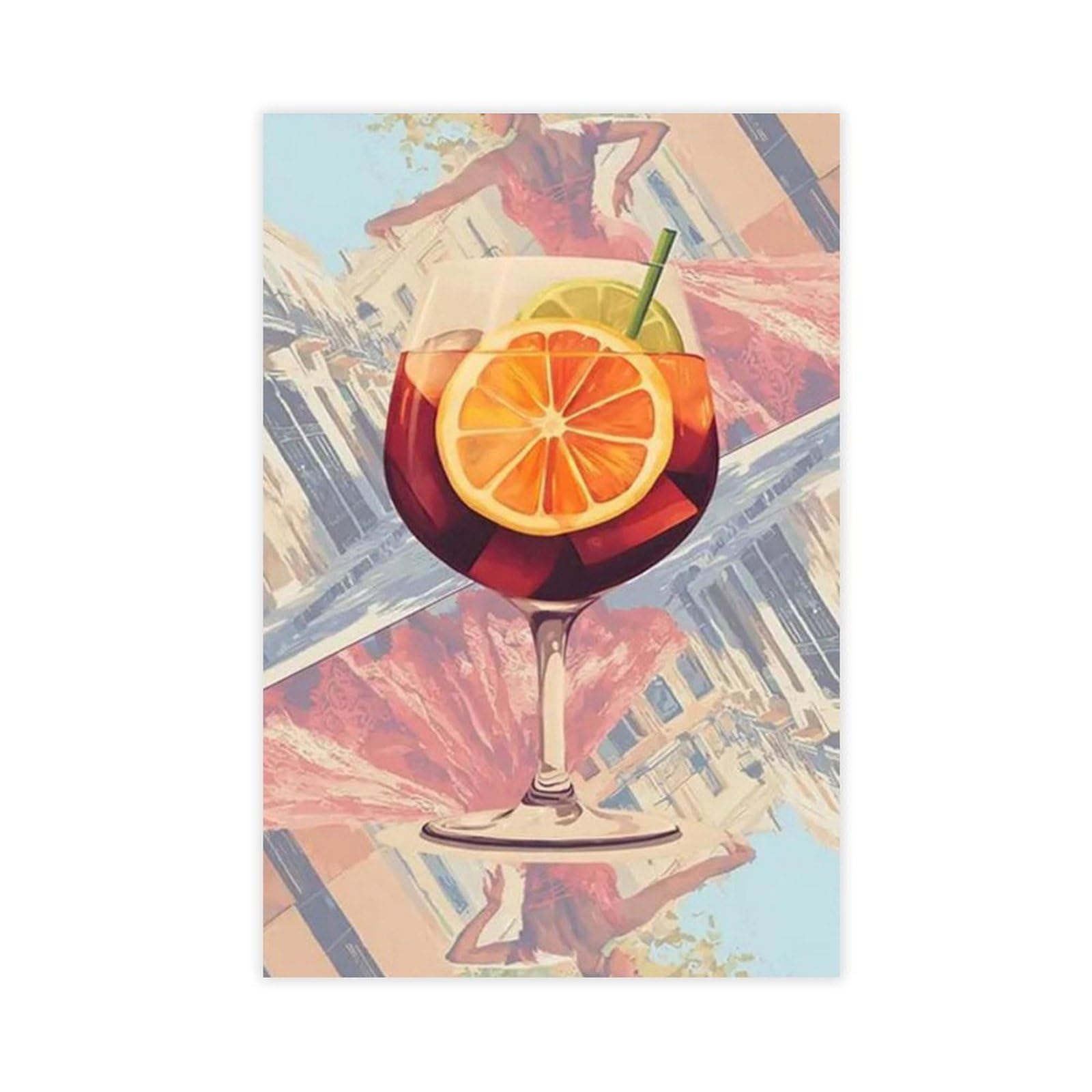 QIOTBVV Sangria Cocktail Poster Canvas Poster Bedroom Decor Landscape Office Room Decor Gift 24" L X 36" W