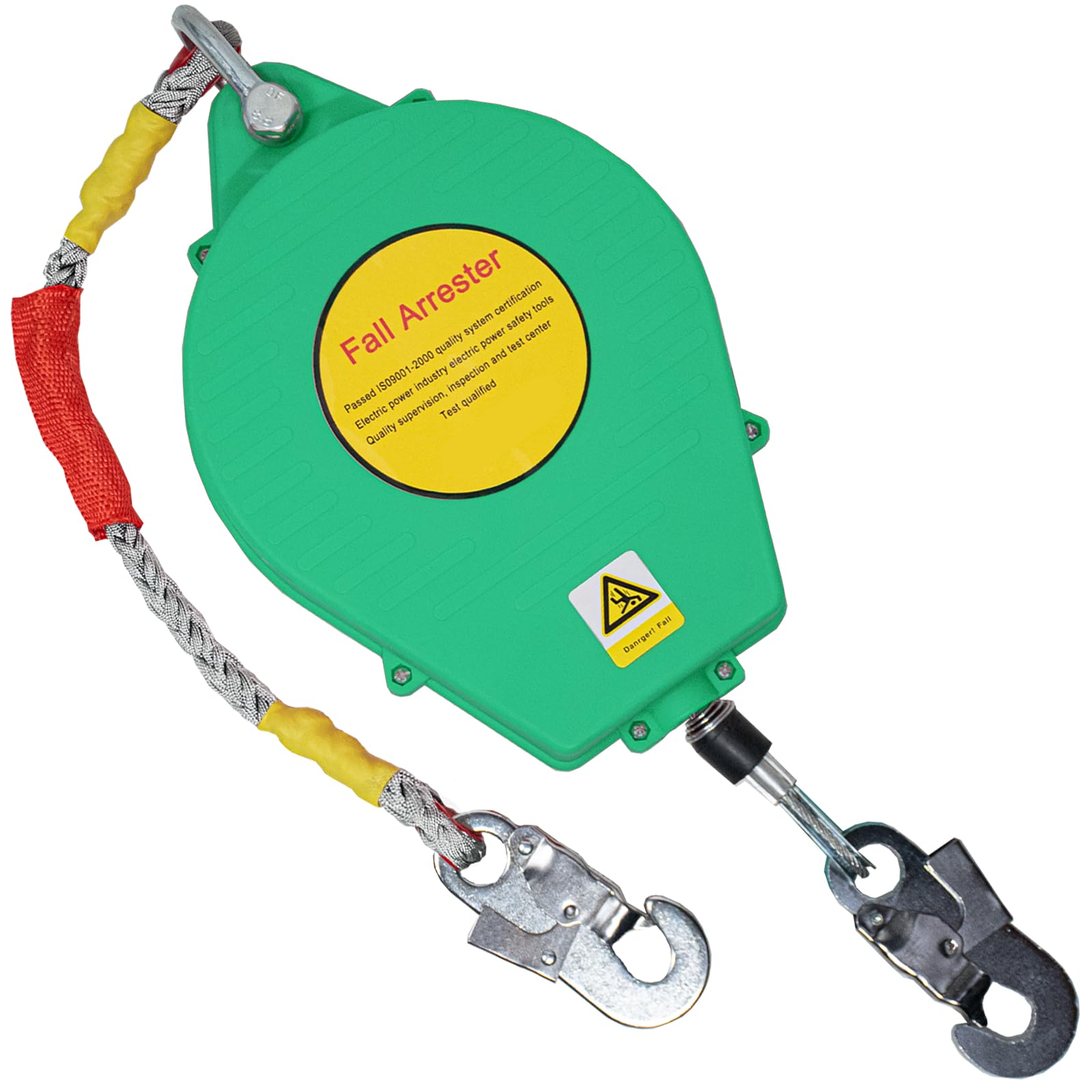 Arnes Linea de Vida Tejado 150kg, Dispositivo Anticaida Retractil Homologado 3-20m, Verde/Amarillo Arnes Seguridad Anticaidas Retractil Trabajo Tejados/ Altura(Verde,5 Metros)