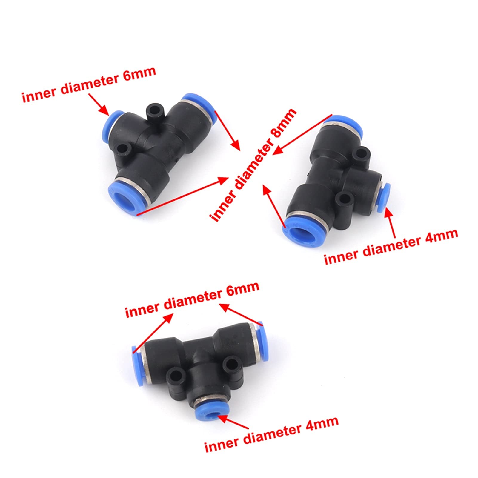 Zubehör für Tropfbewässerungssysteme für den Garten 50 Verringerung des T-Shirts mit hohem Druckschlauch Schnellgelenk-Kunststoff-T-Stück-Adapter Pneumatisches Luftschlauchgelenk (Color : 6 4)