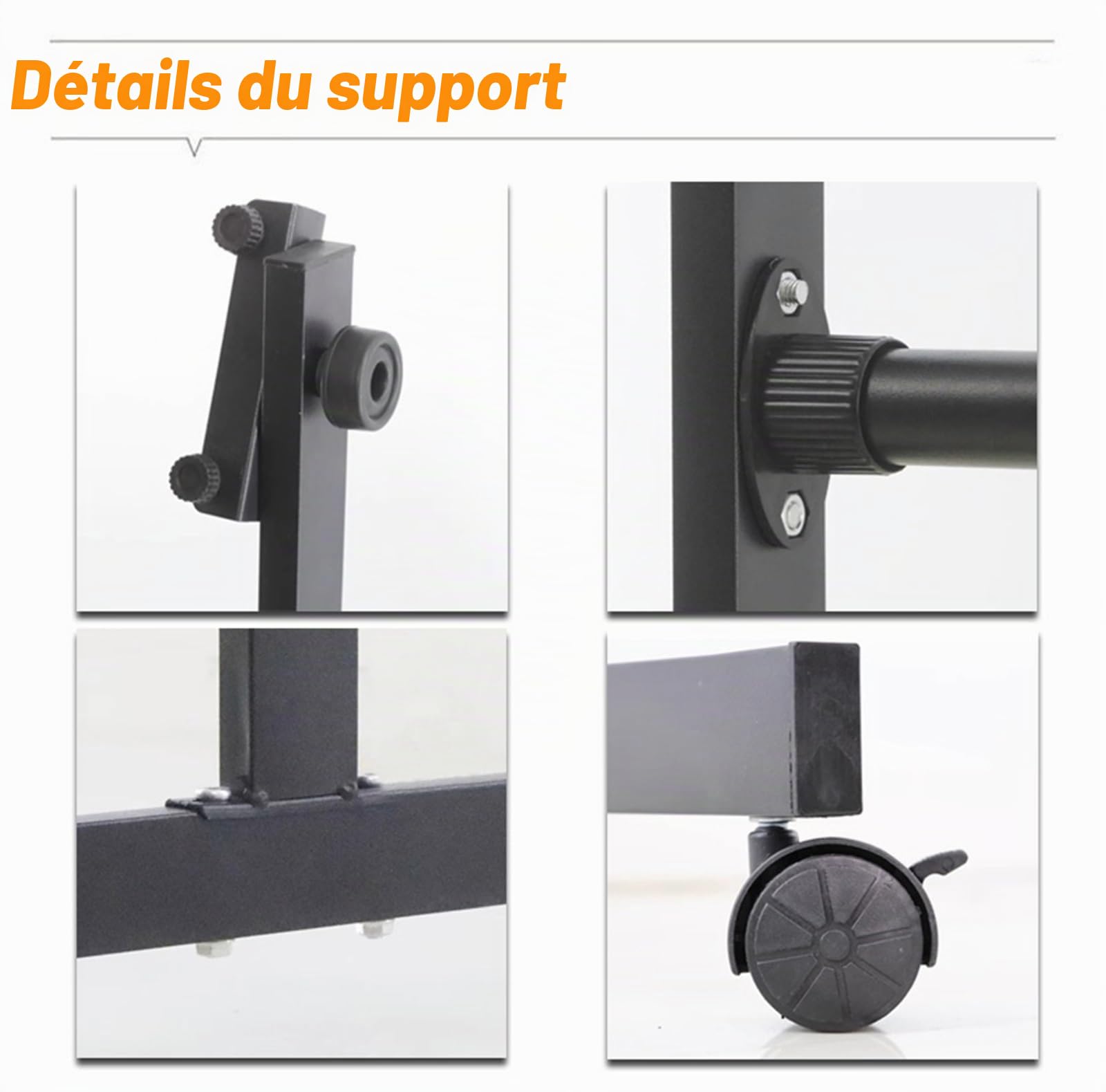 Support Roulant Universel pour Tableau Blanc, Tableau Noir, Tableau Effaçable À Sec, Support en Métal Réglable Durable avec Roues Verrouillables (Color : Black)