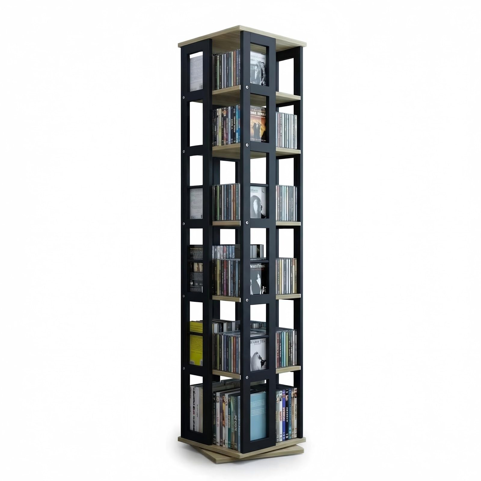 Photo 1 of Setmoi CD Rack Tower,Rotating DVD Cabinet,Media Storage Cabinet, 6 Tier Rotating Media Tower Rack for CDs,DVDs,Books and Game Discs,DVD Tower for Living Room, Home Office and Recording Room
