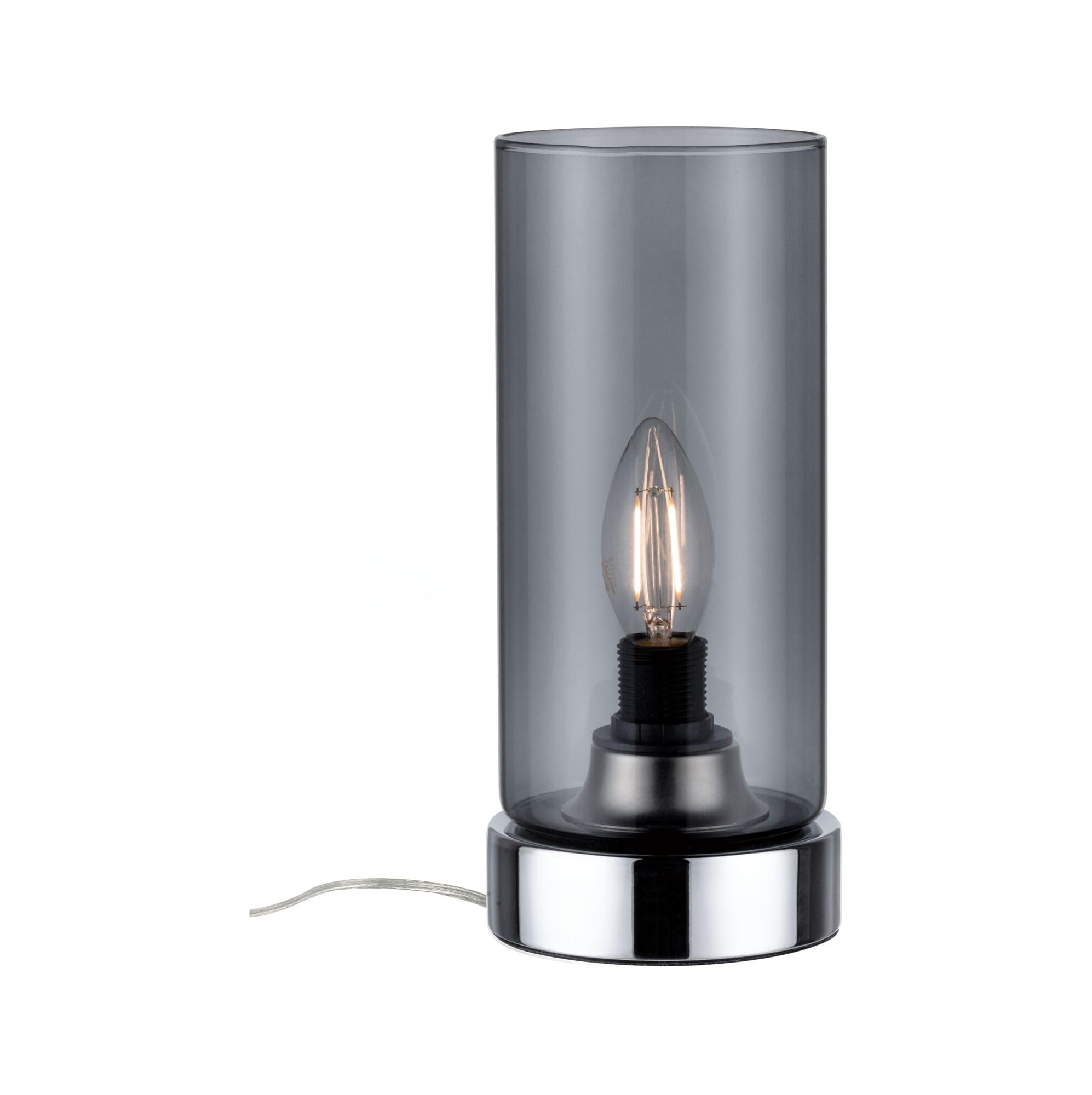 Paulmann 77056 Pinja Table luminaire Touch max. 1x20W E14 Chrome/Smoke Glass 230V Metal/Glass 77056 Bedside lamp Night Light