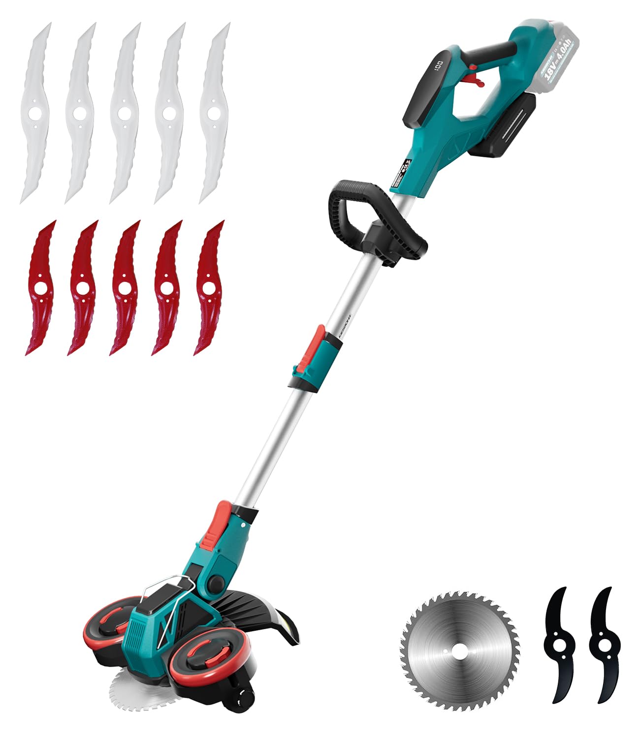 KIESBOHR 3-in-1 Akku-Rasentrimmer & Motorsense Kompatibel mit Makita 18V Akkus | Freischneider für Mähen, Kanten & Büsche | Bürstenloser Motor, Teleskopstiel & Drehkopf (ohne Akku)