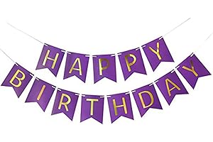 Lakers Birthday Banner - Purple and Gold Happy Birthday Party Decoration