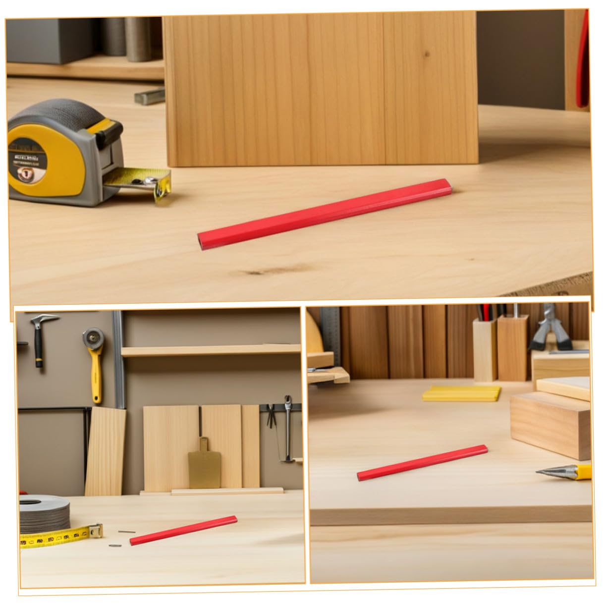 DOITOOL 144piezas Lápiz de Carpintero Octogonal Rojo Paquete de Lápices de Madera Hb para Carpintería y Construcción Lápices de Carpintero Punta de Medición