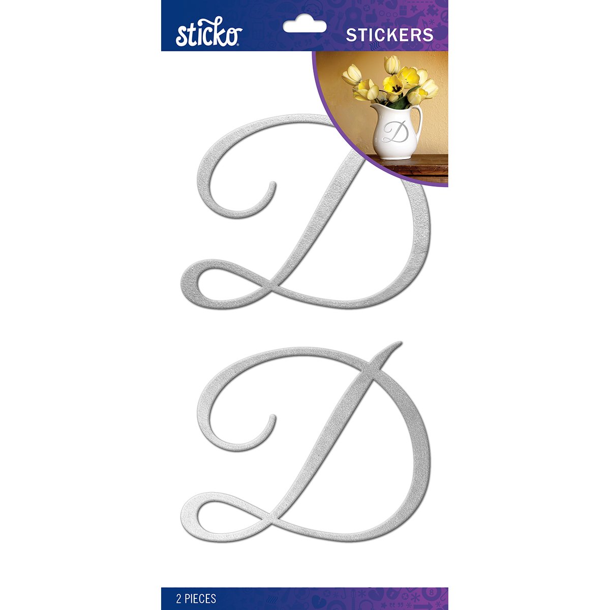 StickoSticko Elegant Silver Foil Monogram Stickers-D, Other, Multicoloured