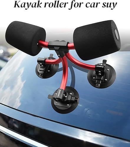 Miniatura 8 de Rodillo de kayak, ayuda de cargador de kayak con diseño de alerta de succión, estructura triangular y ventosas resistentes