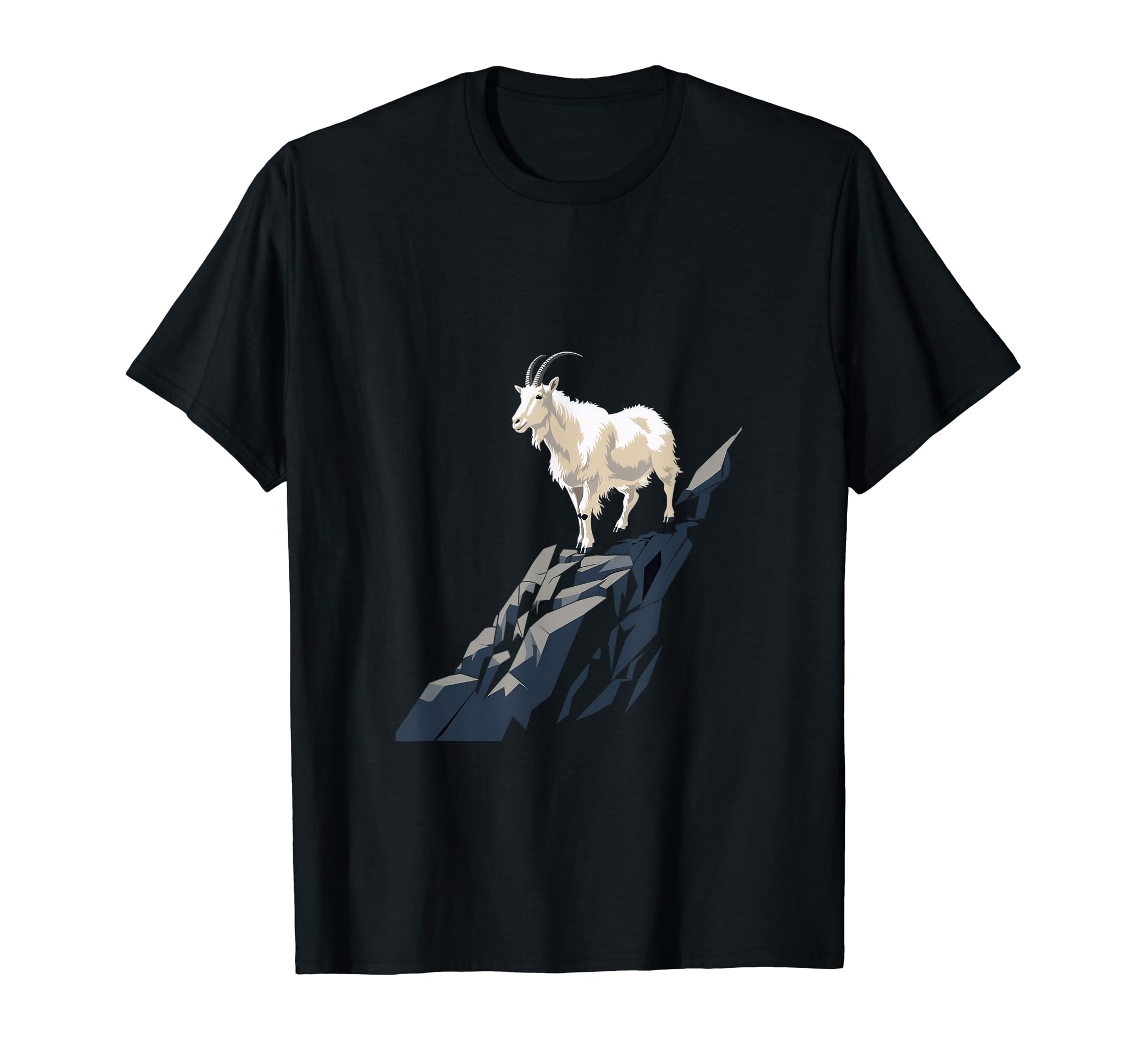 Mountain Goat Animal Rock ClimbingT-Shirt, Unisex-Adults, Black, Small, Short Sleeve, Cotton Blend, Mountain Goat Design