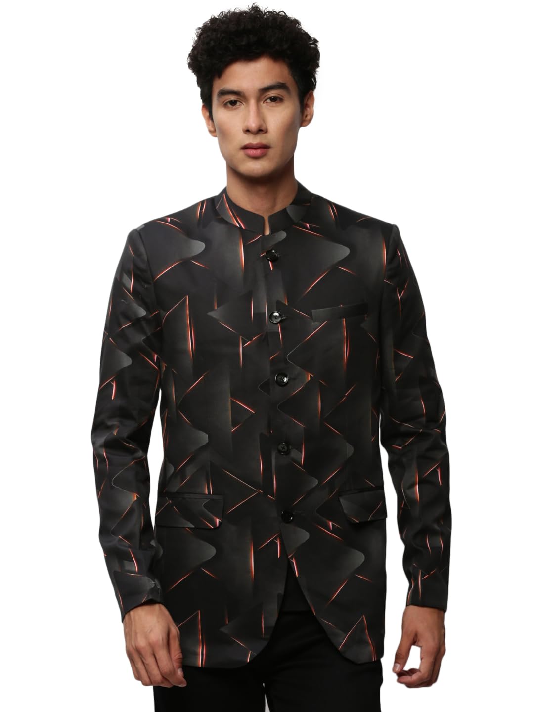 Men Printed Bandhgala Party Blazer | Mandarin Collar Full Sleeves Cotton Blazer's for Mens | Slim Fit Regular Length Blazers for Men's-image-24