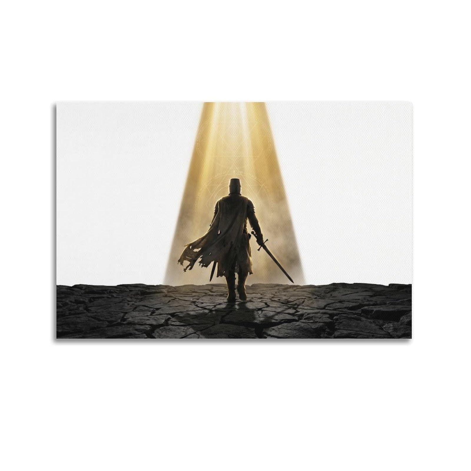 OKNGB Vintage Medieval Knight Poster Sacred Journey Sword Crusader Armor Decorative Painting Canvas Art Picture 24x36inch(60x90cm)