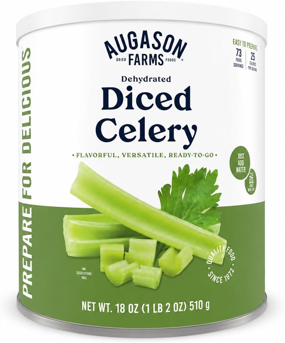 Dehydrated Diced Celery Emergency Food Supply, 73 Servings, 25 Year Shelf Life, Great for Cooking and Snacks - Dehydrated Meals, Survival Food Camping Essentials Can