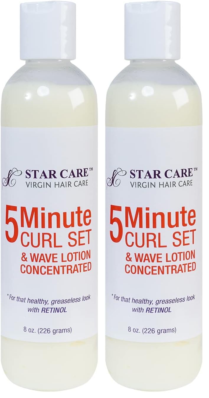 5 Minute Curl Set & Wave Lotion concentrated with Retinol, Adds Sheen, Repairs & Moisturizes, Ideal for Hairpieces, Braids & Perms 8oz/226g (Pack of 2)