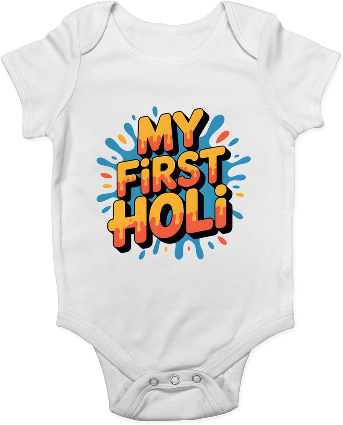 My First Holi Paint Drip Colours Celebration Baby Vest Bodysuit Boys Girls