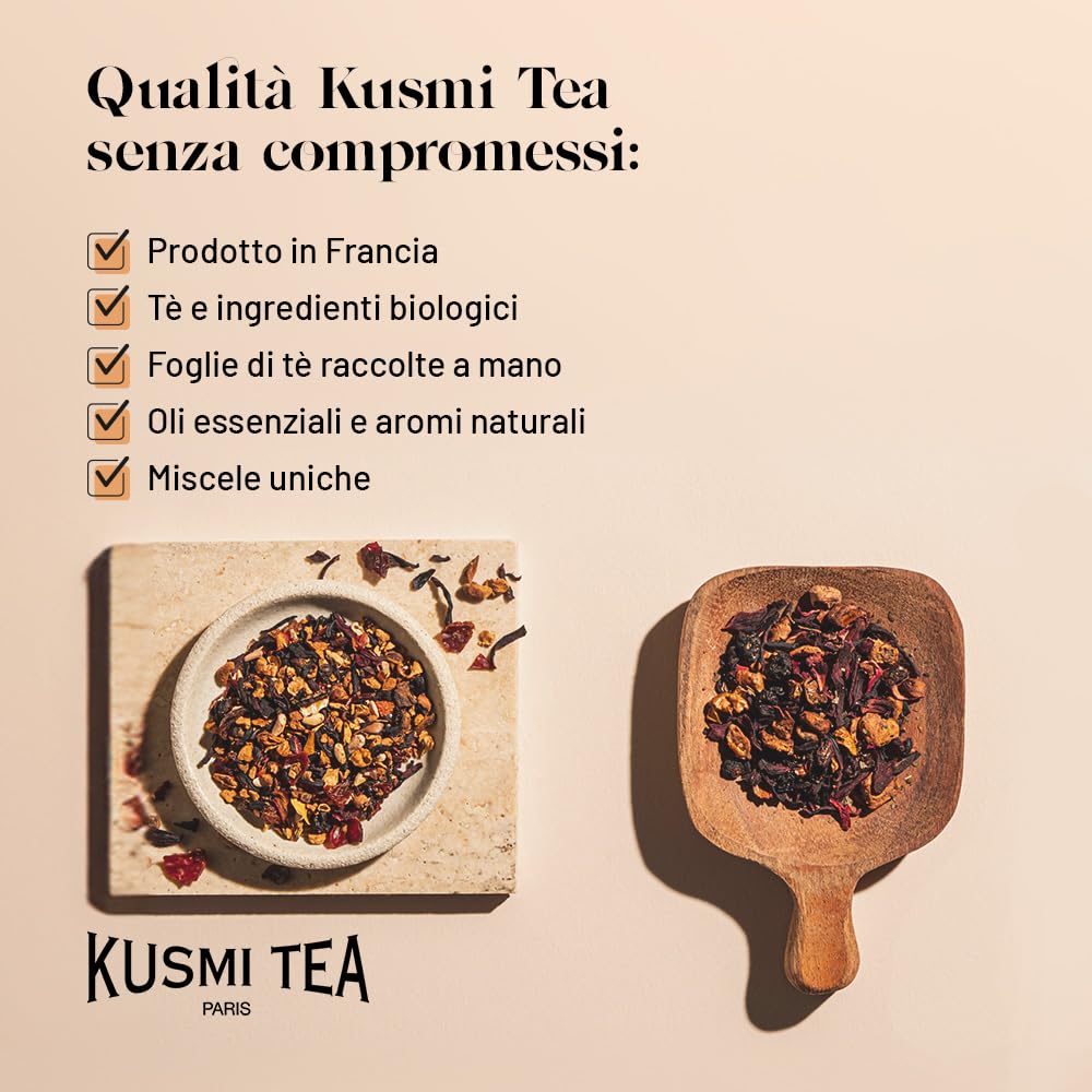 Kusmi Tea - Verde alla Rosa Bio - Tè Verde Biologico - Miscela di Tè Verde con Rosa - Tè in Foglie Sfuse - Scatola di Tè da 100g - Quantità per circa 50 tazze