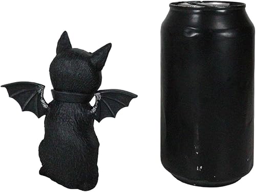 Miniatura 8 de Ebros Gift Gárgola gótica Baphomet de gato con alas de murciélago Triple Luna Pentagrama Tatuaje y Collar Figurilla 4" H Halloween Macabra
