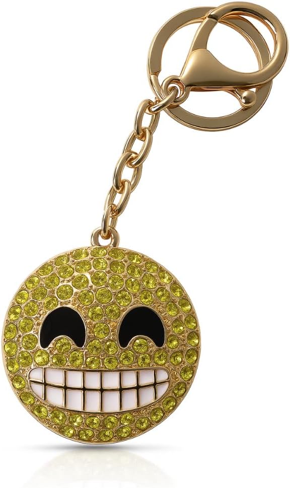 Added Sparkle Crystal and Gold Plated Alloy Emoji Keyring/Bag Charm