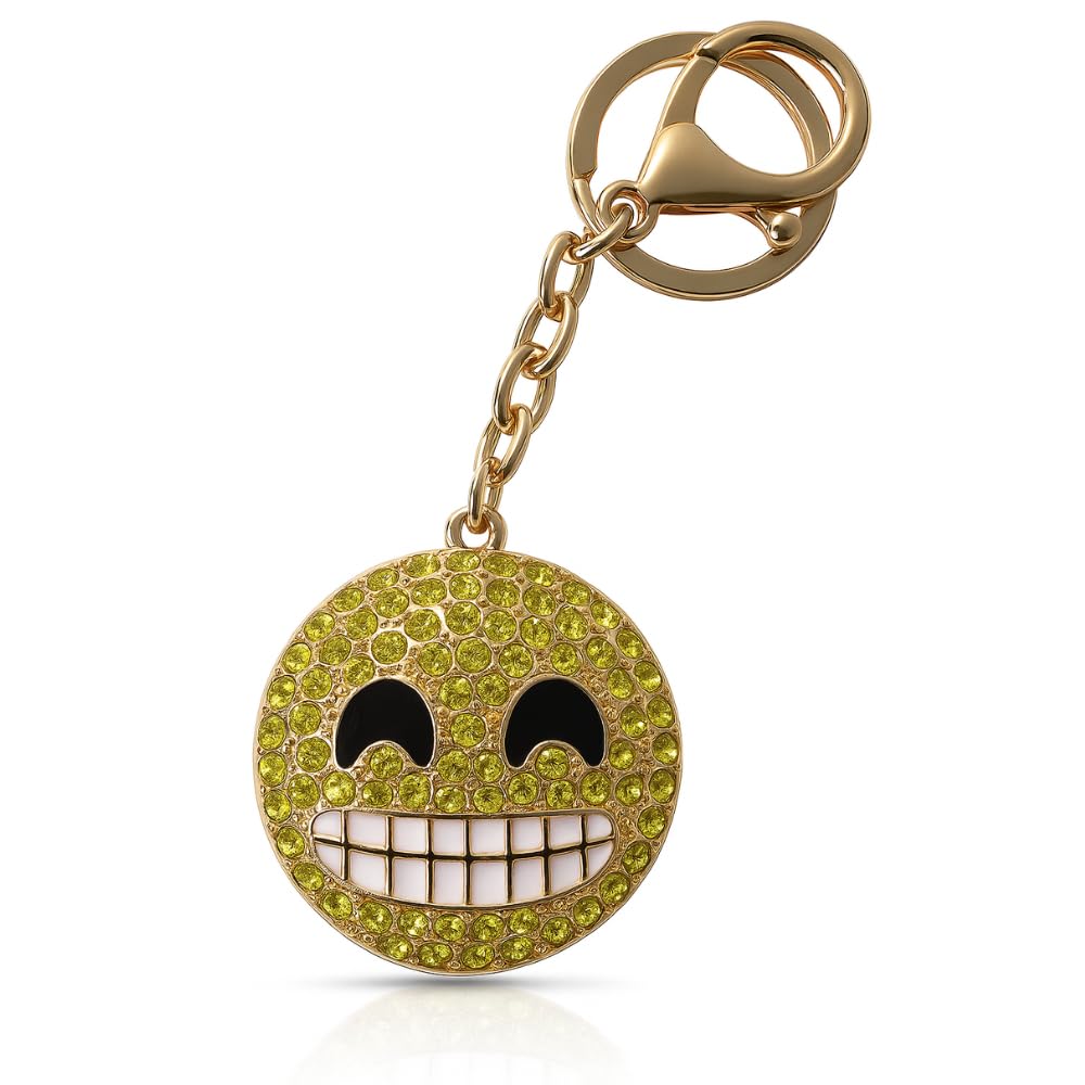 Added Sparkle Crystal and Gold Plated Alloy Emoji Keyring/Bag Charm