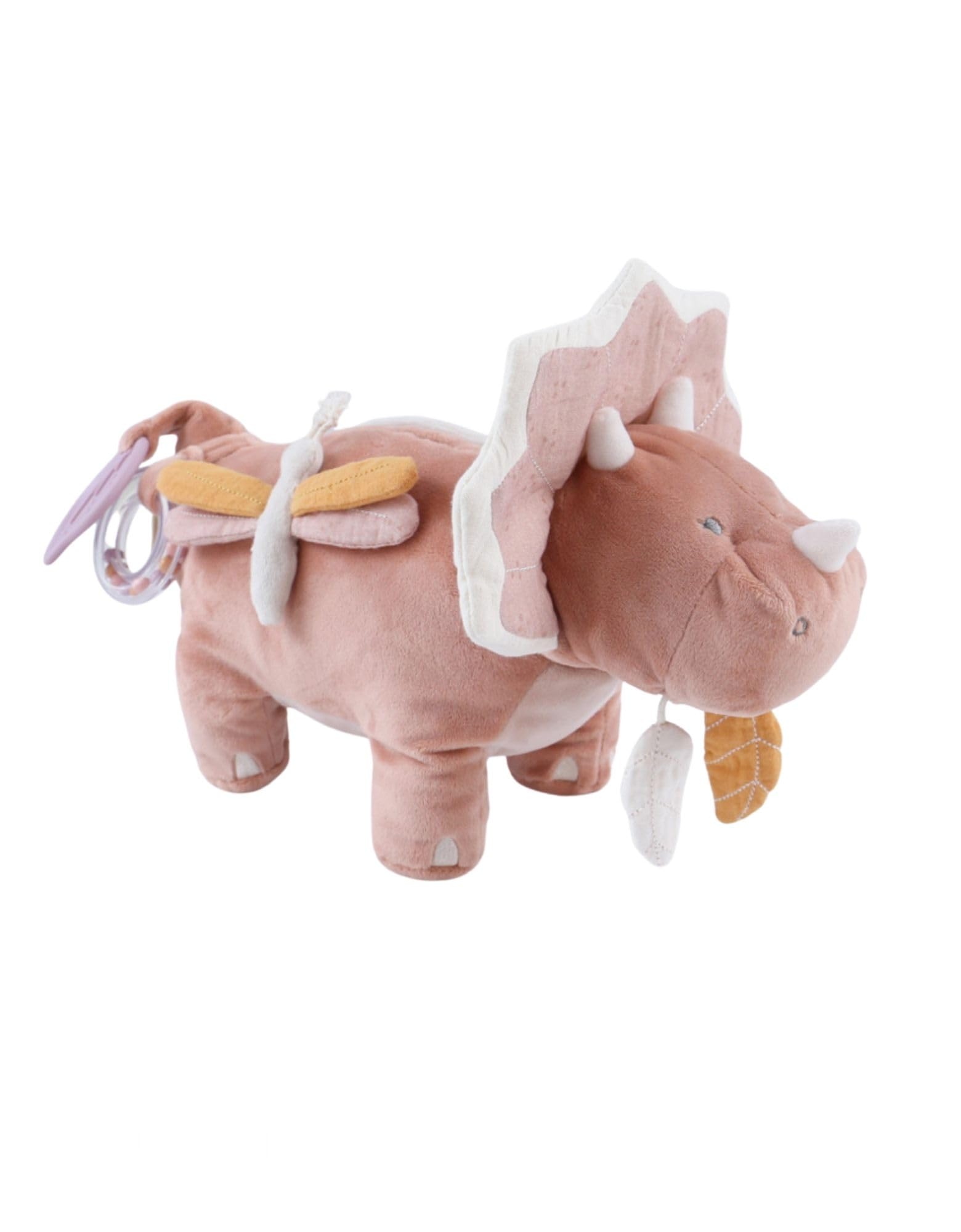 NOUKIE'S - Peluche d'activités bébé - Rose - Dinosaure Popsie - 40cm - Jouet d'éveil - Cadeau de Naissance