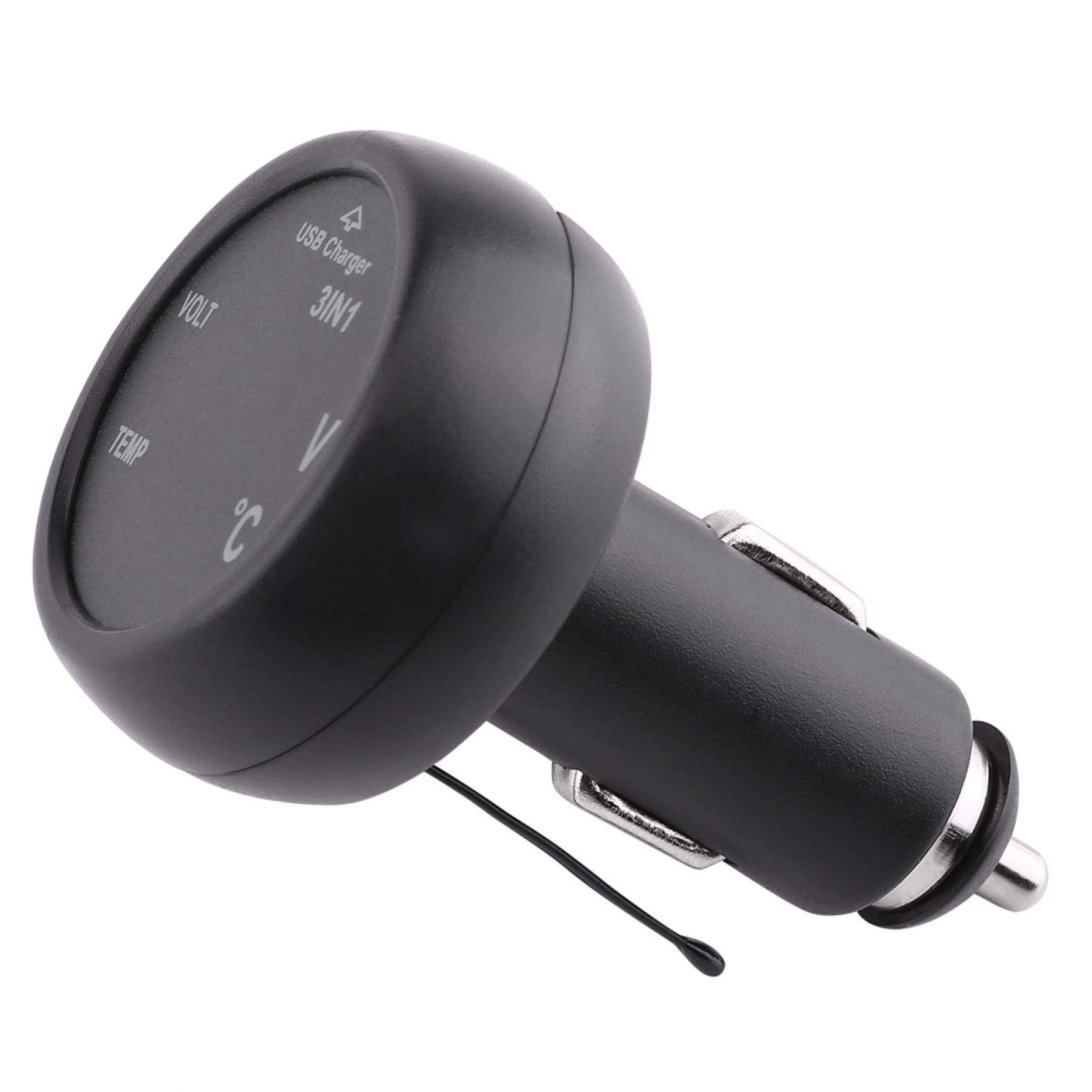 Testeur de moniteur de température de tension numérique KIMISS, camion de voiture 3 en 1 double affichage LED voltmètre thermomètre allume-cigare USB chargeur de voiture pour SUV (Vert + rouge)
