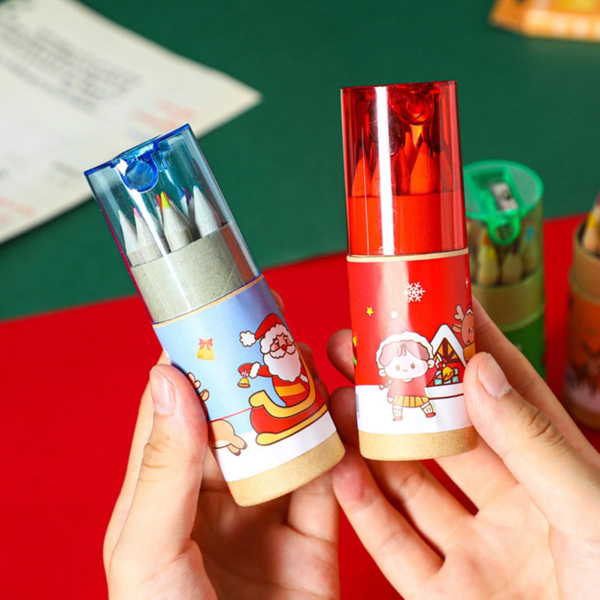 SHINEOFI 5 Series 12 Lápices De Lápices De Dibujo Navideños Con Goma De Borrar Aula Navidad De Preescolar Lápiz De Dibujo Lapiz Cajas Madera 4 Cajas*5