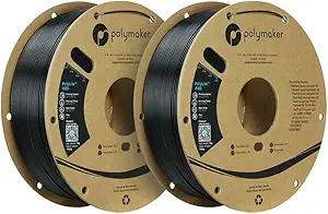 Polymaker ABS Filament 1.75mm Black*2, 2kg 3D Printing Filament, PolyLite ABS 3D Printer Filament, Heat Resistant, Strong & Durable, Dimensional Accuracy +/- 0.03mm