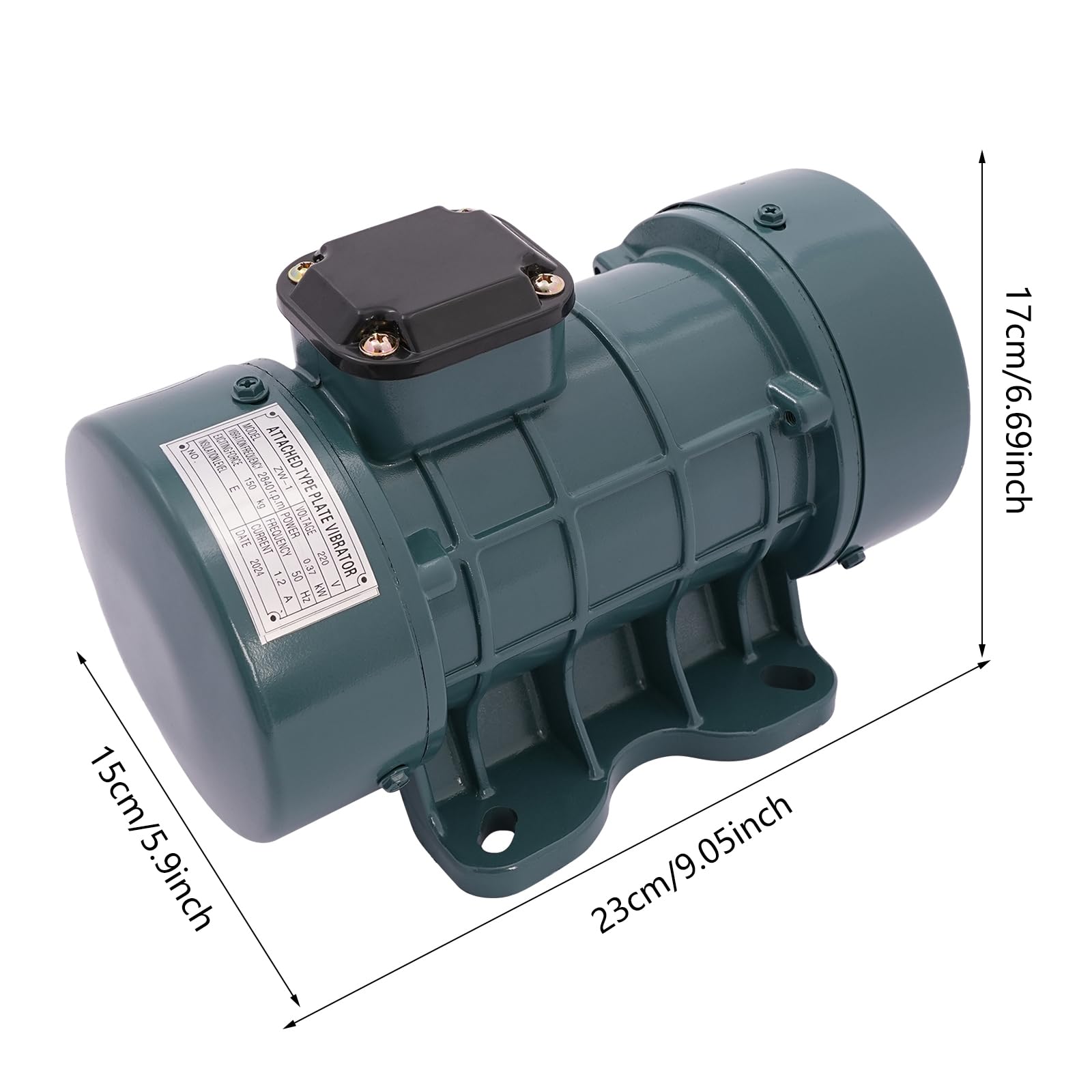 Moteur vibrant pour béton 370 W, 220 V, moteur vibrant intensif, moteur vibrant 2840 tr/min, silencieux avec interrupteur capacitif, pour exploitation minière, métallurgie, charbon, électricité