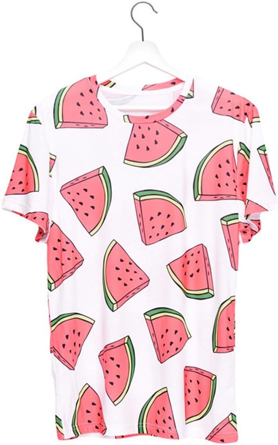 Emoji T-shirt Funny Watermelon Emoticons Print Top Tee Men Women