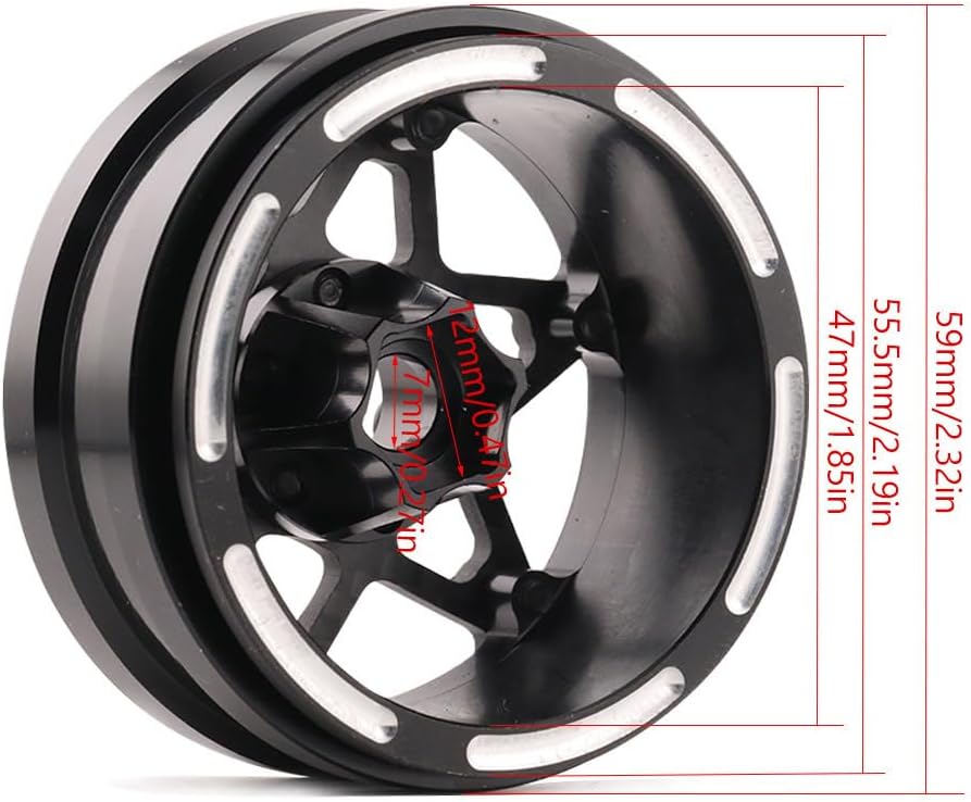 1.9 Inch beadlock Wheel Rims,4PCS Crawler Carbon Fiber Wheels Rims for 1/10 RC Crawler Capra SCX10 TRX4 TF2 VS4-10 Gen8 R1 Element Enduro 1.9S DIY (D)