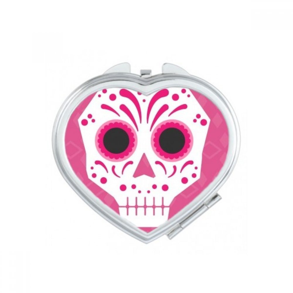 Miroir de poche crâne Mexique rose compact de voyage