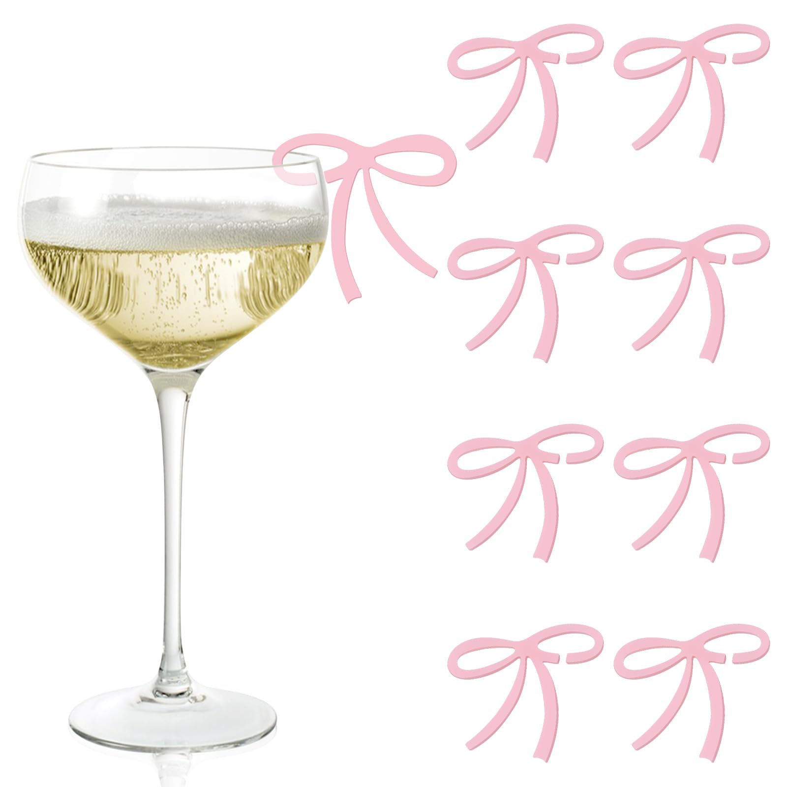 Drink Tags Coquette Bow Drink Markers 16 Pcs Bachelorette Party Favors Wine Glass Charms Bow Cup Acrylic Tags Birthday Party Decorations Pink