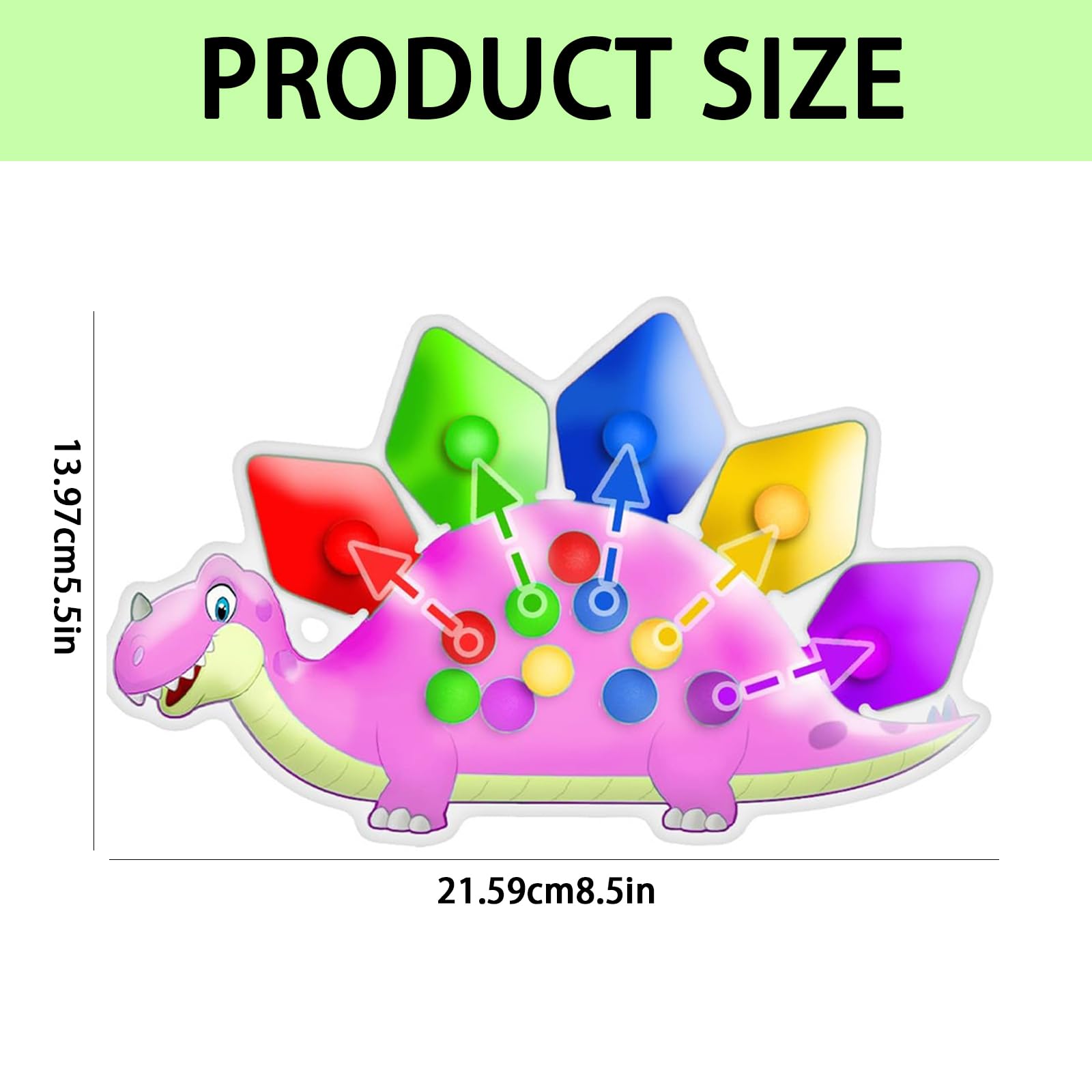 Colour Sorting Toys for Toddlers, Dinosaur Fidget Toy with Colour Matching, Sensory Toys for Fine Motor Skills, Travel Essential for Kids - Image 2