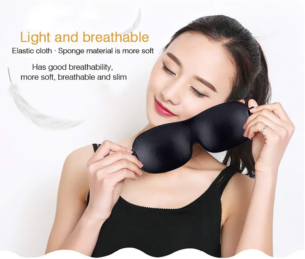 Eye Mask for Sleeping,Suitable for Sleep Mask for Men Women, Upgraded 3D Contoured Blindfold, Super Soft and Comfortable, Eye Shade Cover for Travel, Nap, Shift Work (Black)