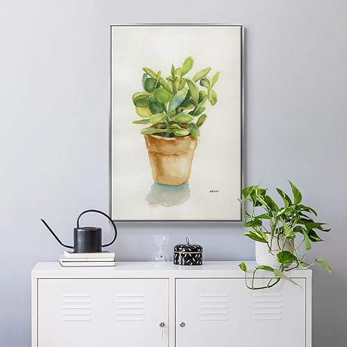 Miniatura 5 de Renditions Gallery Arte de pared de naturaleza con marco flotante plateado, decoración del hogar, maceta verde para suculentas, pinturas colgantes