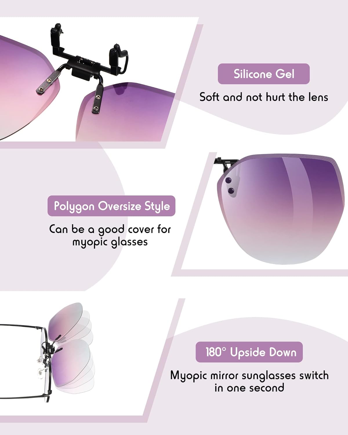 Weewooday 6 Pairs Polarized Clip on Sunglasses for Women Men UV Protection Polygon Clip on Sunglasses Colorful Flip up Driving Glasses for Outdoors Indoor Eyeglasses, 6 Colors - Image 3