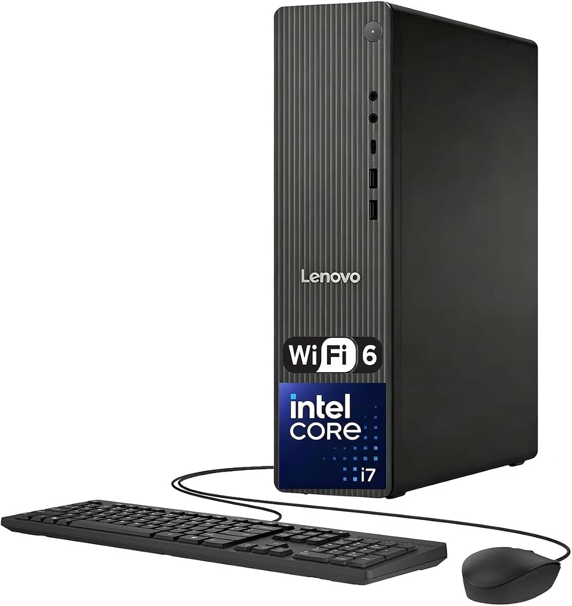 Lenovo IdeaCentre 8L SFF Tower Desktop Computer, Intel Core i7-14700 (20 Cores, 33MB Cache, Up to 5.4GHz), 32GB DDR5 RAM, 1TB SSD, Wi-Fi 6 &amp; Bluetooth 5.2, Intel UHD Graphics 770, Wired KB &amp; Mouse