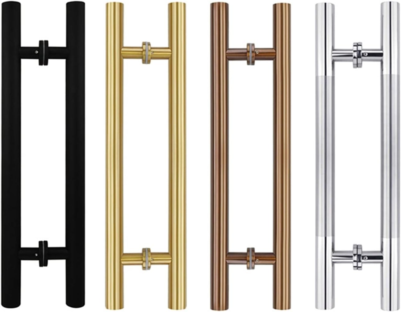 Handles Stainless Steel Glass Door Handle 38mm Diameter Brushed Polished Bathroom Shower Handrail Glass Hardware (Color : Black, Size : 500mm long 300 holes)