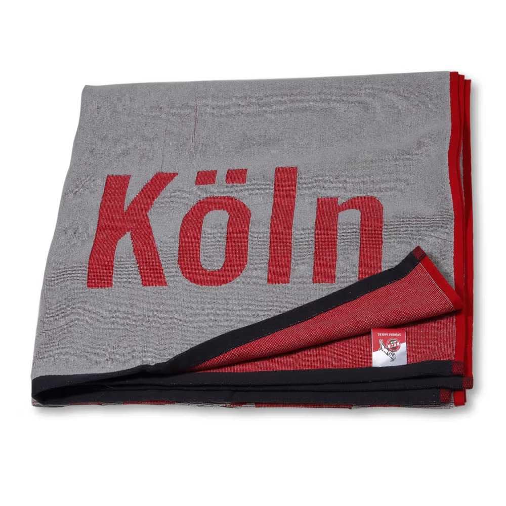 1. FC Köln Strandtuch - Logo - grau-rot Badetuch 90 x 180 cm