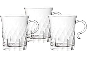 Party Essentials Hard Plastic 8oz. Swirled Coffee/Tea/ Party Cups with Handle