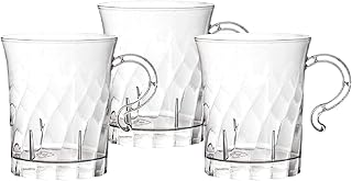 Party Essentials Hard Plastic 8 oz. Swirled Coffee/Tea/ Party Cups With Handle, Clear, 20 Count (N810-2)