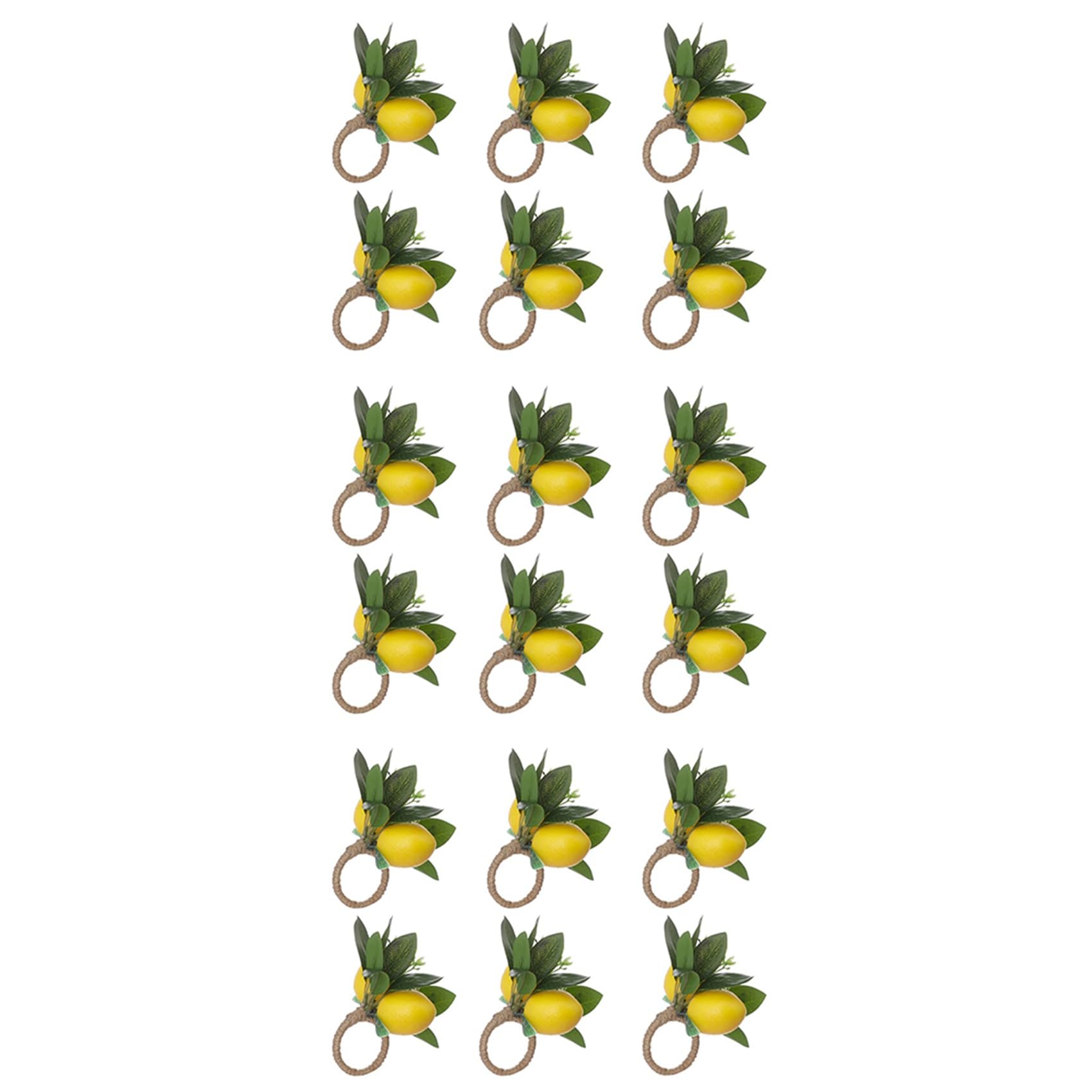 Hndhbfgrt Lemon Napkin Rings Set of 18 Lemon Vine Leaf Napkin Holders for Dining Table Decor Banquet Wedding Birthday Christmas B
