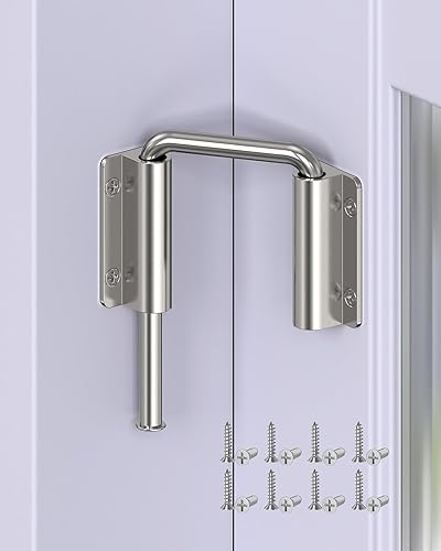 Miniatura 12 de Cerradura de puerta corredera de múltiples ángulos, cerradura de pestillo de aluminio en U para patio de 90/180 grados para puerta de granero