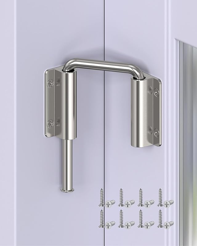 Sliding Door Loop Lock, 90/180 Degree Patio U-Bolt Locks | 2-3/8" Aluminum Alloy Door Latch, Sliding Barn Door Hardware Fits Fence, Shed, Closet, Patio Doors for Home Safety Silver 1Pc