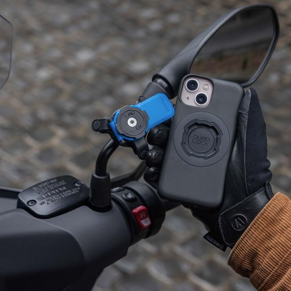 Quad Lock Mirror Motorcycle Phone Mount with Vibration Dampener and MAG Phone Case for Galaxy S24+