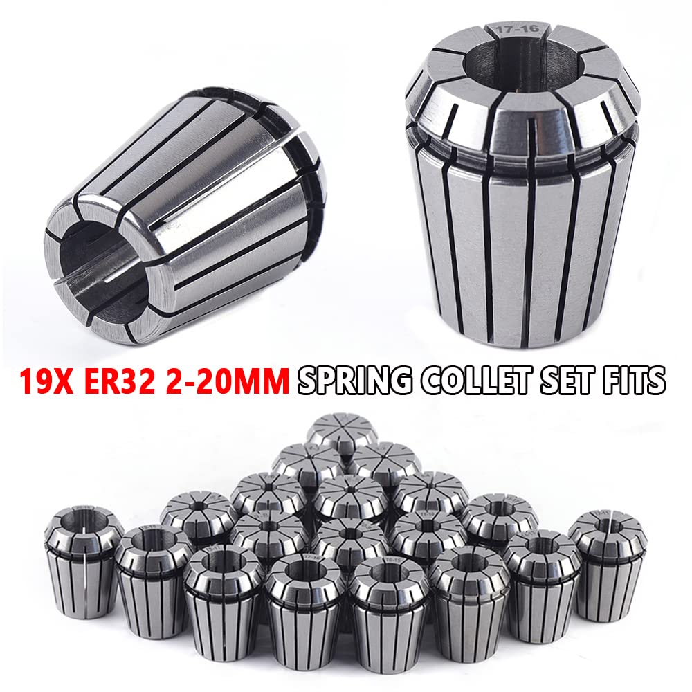 19-częściowy zestaw tulei zaciskowych ER32 2/25"- 4/5", zestaw tulejek zaciskowych ze stali sprężynowej, klucz do frezowania CNC, grawerunek USA w magazynie