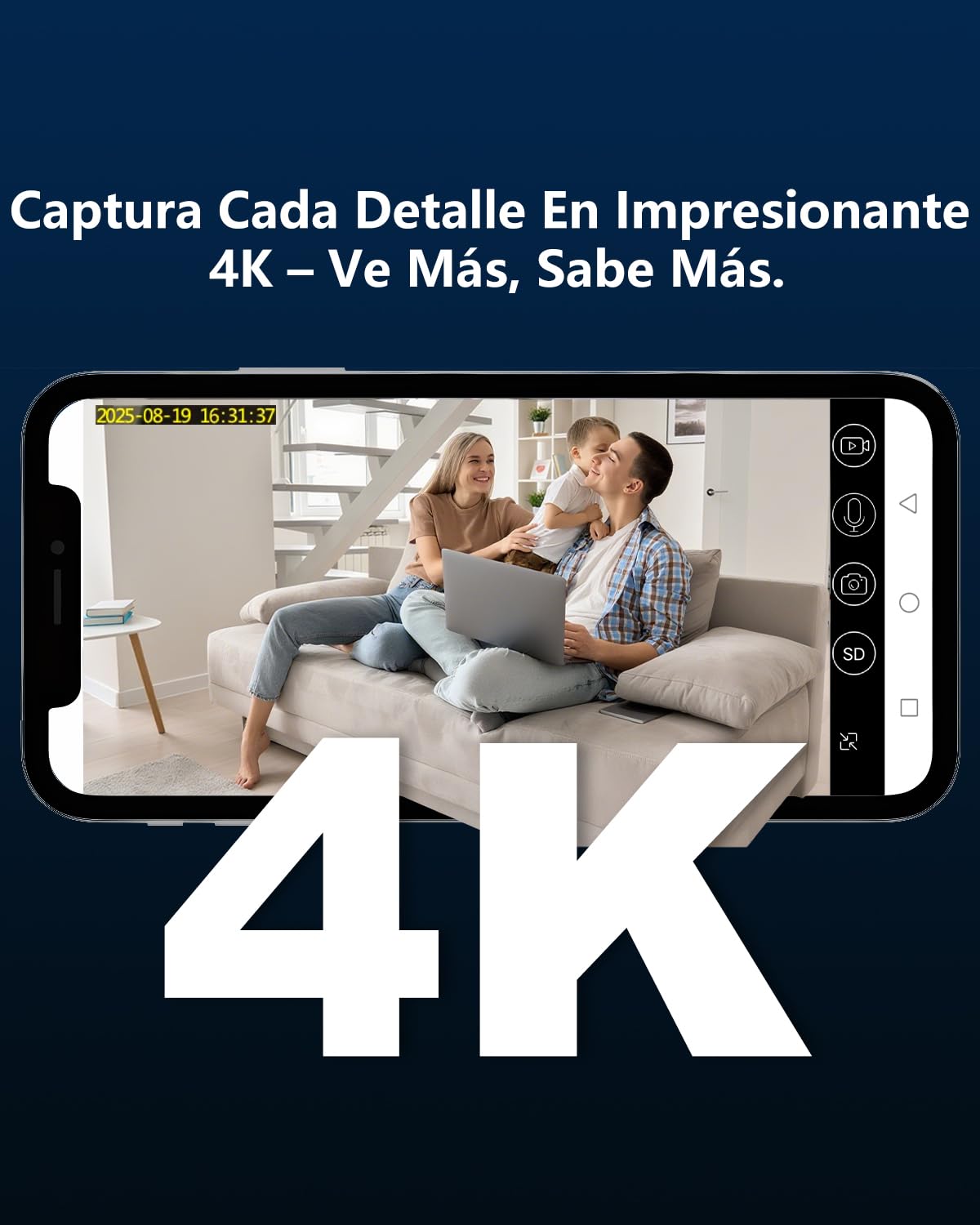 Mini Camara Espia WiFi, 4K Camara de Vigilancia Inalambrica de Bajo Consumo con 50 Días de Autonomía, Detección de Movimiento IA, Visión Nocturna, con Prueba en la Nube de 30 Días para Hogar/Mascota