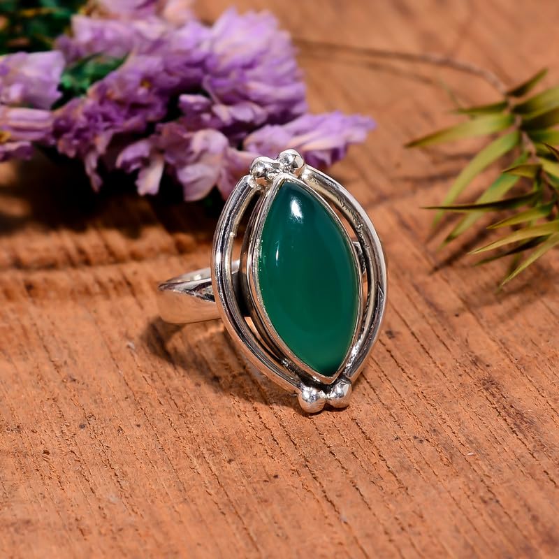 Bague de promesse délicate pour femme avec onyx vert taillé - 5