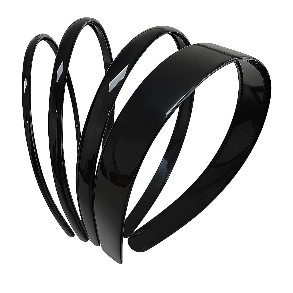4 Pieces Plastic Hairband Sports Yoga Multi Style Non-Slip Black Headband Unisex Fashion Adjustable Hair Hoop Band for Women, Men and Girls