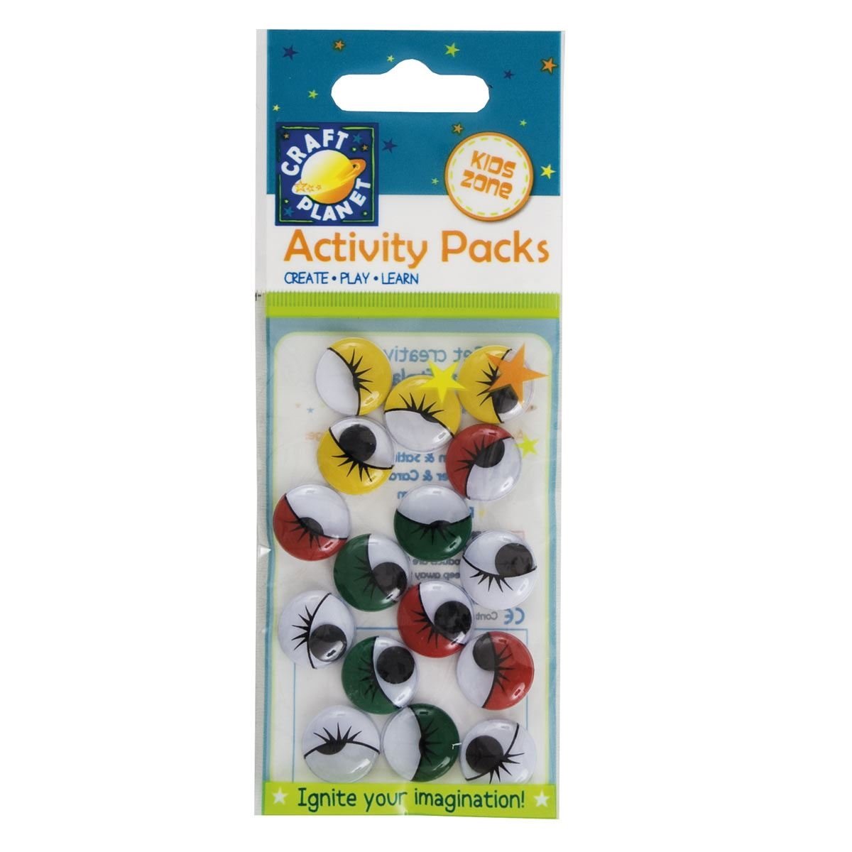 Craft Planet Assorted Wiggle Eyes 16 Pieces Round Colours 15Mm, For Crafts, Art & Craft Fun, Crafting Basic Supplies, Embellishments, Eye Stickers, Home, School, Craft Accessories, Decorations